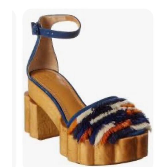 Tory Burch Women's Blue Alma Platform Sandal NWOB Size 7 Medium - Picture 1 of 11